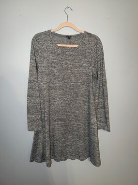 Heather Gray Long-Sleeve Sweater Swing Dress